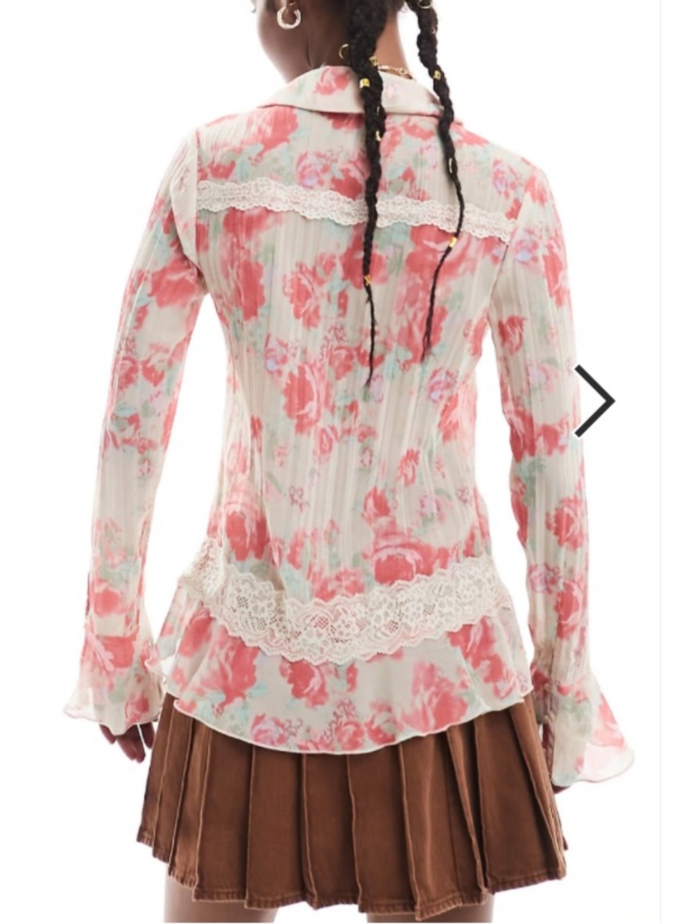 Free People XS ivory combo Bad At Love printed blouse - Picture 4 of 6